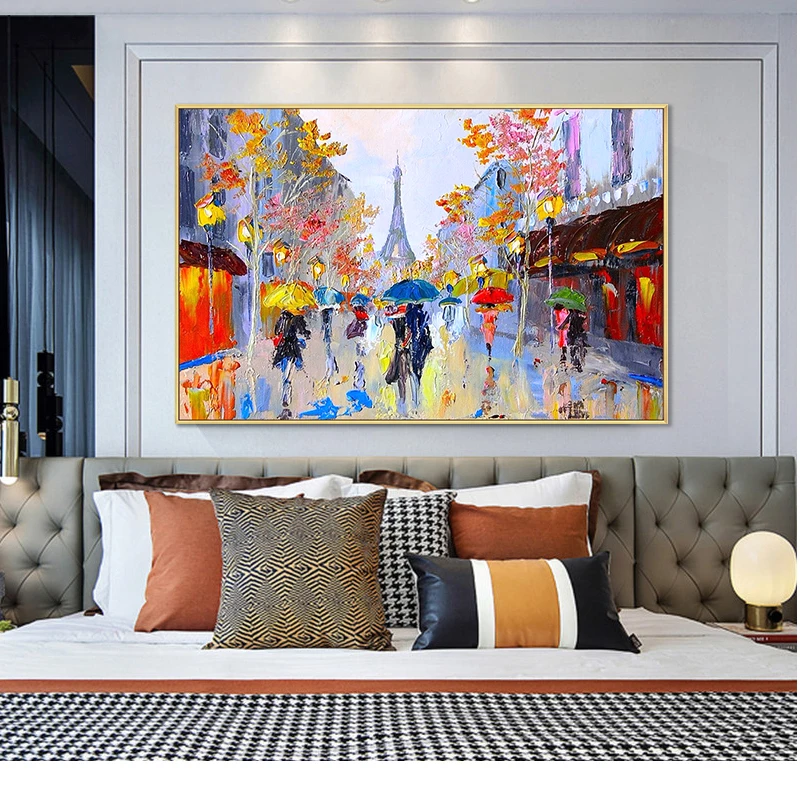 impressionist paris street paintings oil painting eiffel tower scenery art