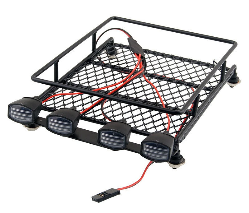 Rally Roof Rack RC Crawler Luggage Rack with LED Light Bar