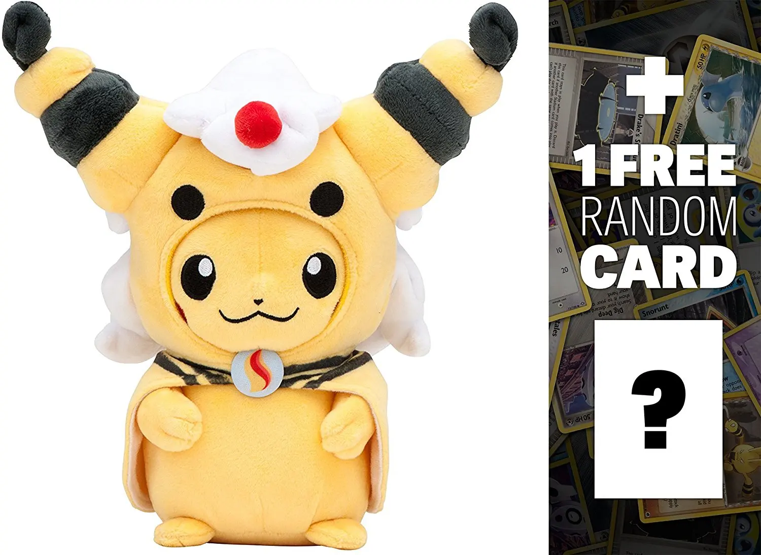 Plush Pikachu Wearing Ampharos Maniac Costume Toys Gift 8 inch