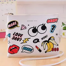 New Fashion Cartoon Printed font b Women b font Graffiti Handbag Mini Crossbody Shoulder font b