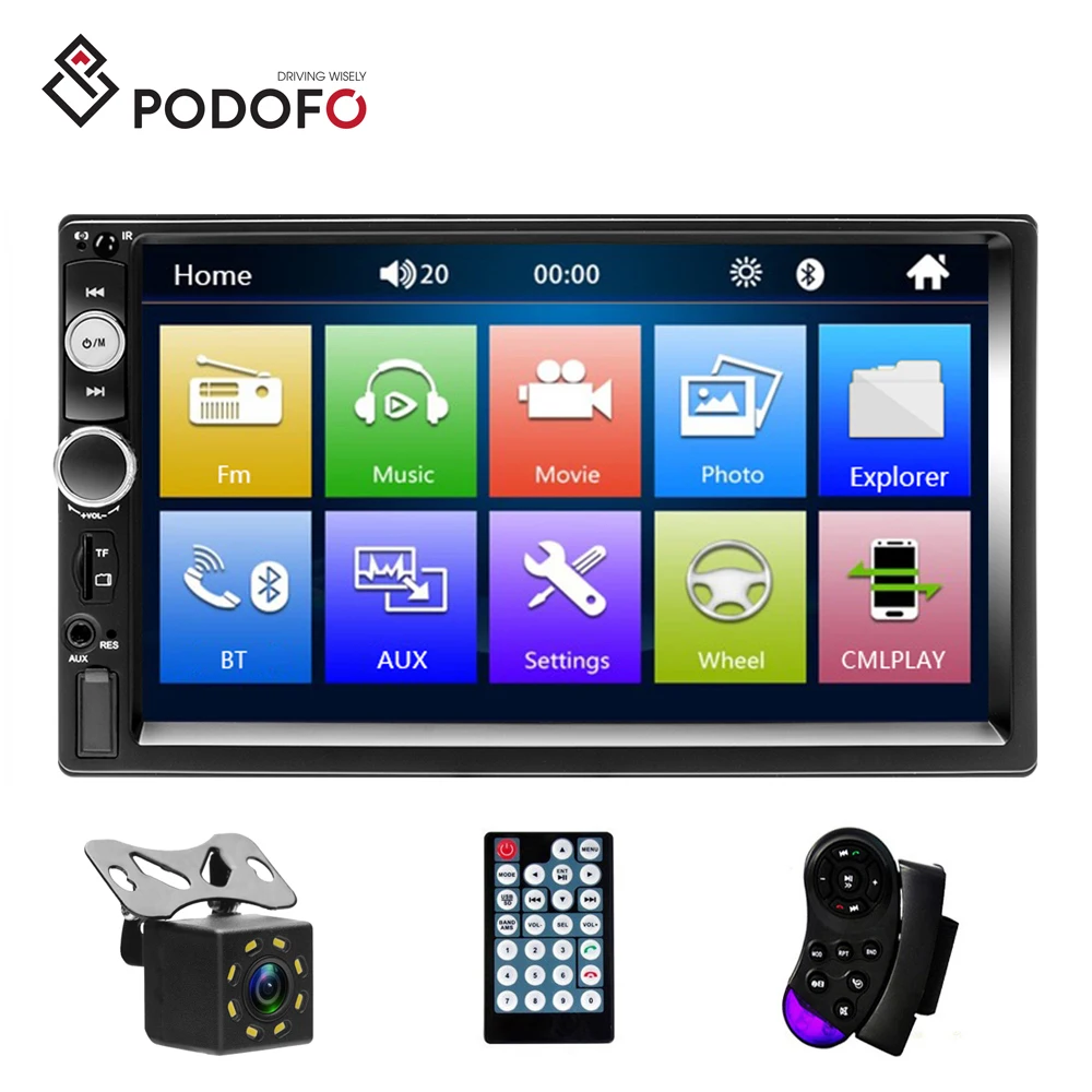 Doble 2Din 7/" HD Coche Estéreo Mp5 Jugador Bluetooth FM Radio AUX//USB RC Cámara