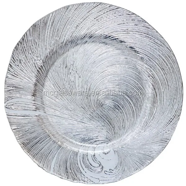 Cheap Gold Embossed Pattern Glass Charger Plate Colorful Buy Charger