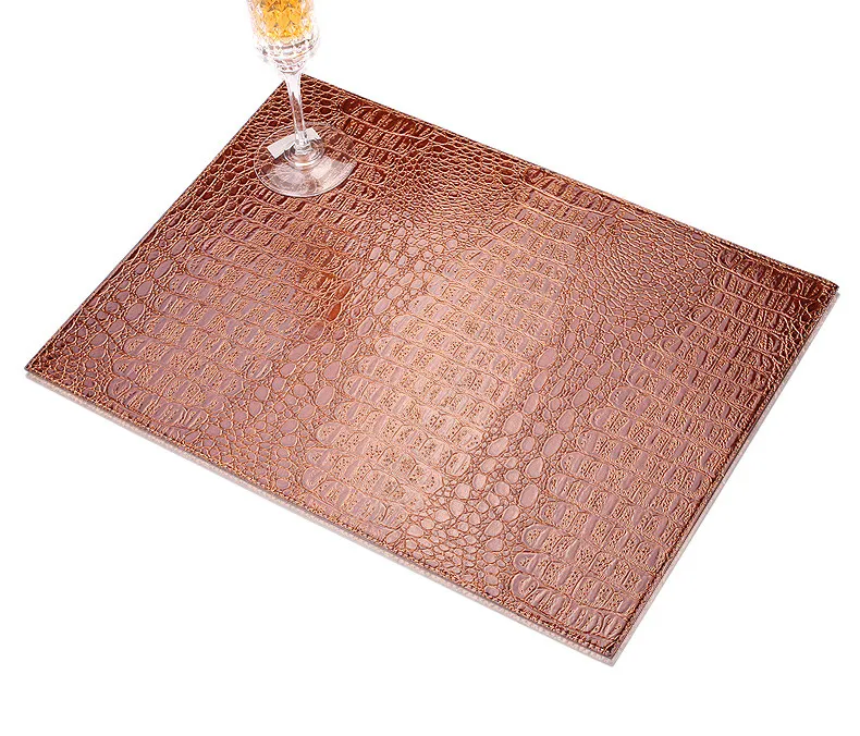 Waterproof Nice Crocodile Pattern Faux Leather Placemats Custom Made