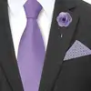 Wholesale Fashion Design Italian Silk Purple USA Hanky Tie Pin Hand Made Skinny Business Ties
