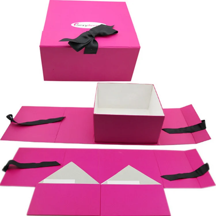 2016 New Products Custom Made Folding Box New Design With Ribbon Luxury