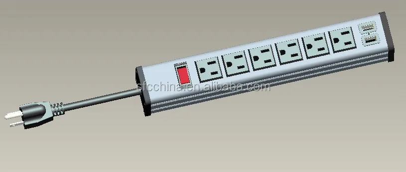 Dual USB port charging and 6 outlets power strip