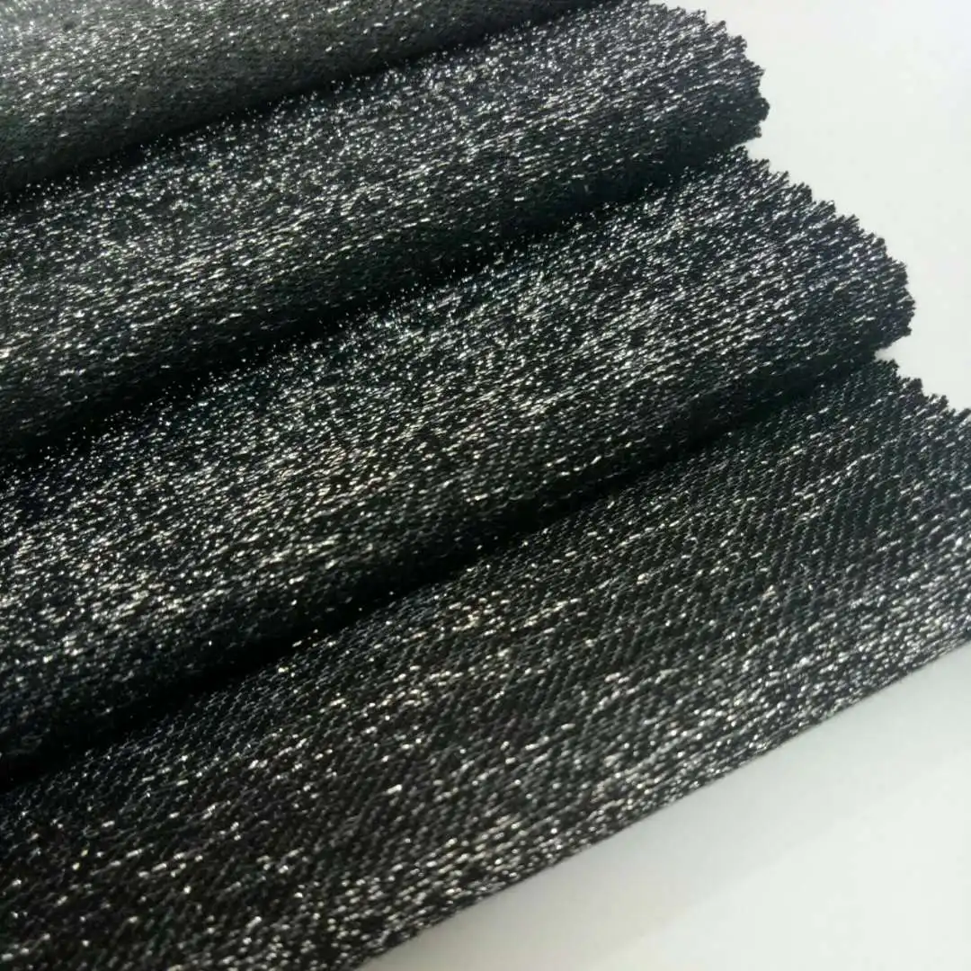 Black Cotton Poly Spandex Siver Lurex Denim Fabric - Buy Silver Lurex