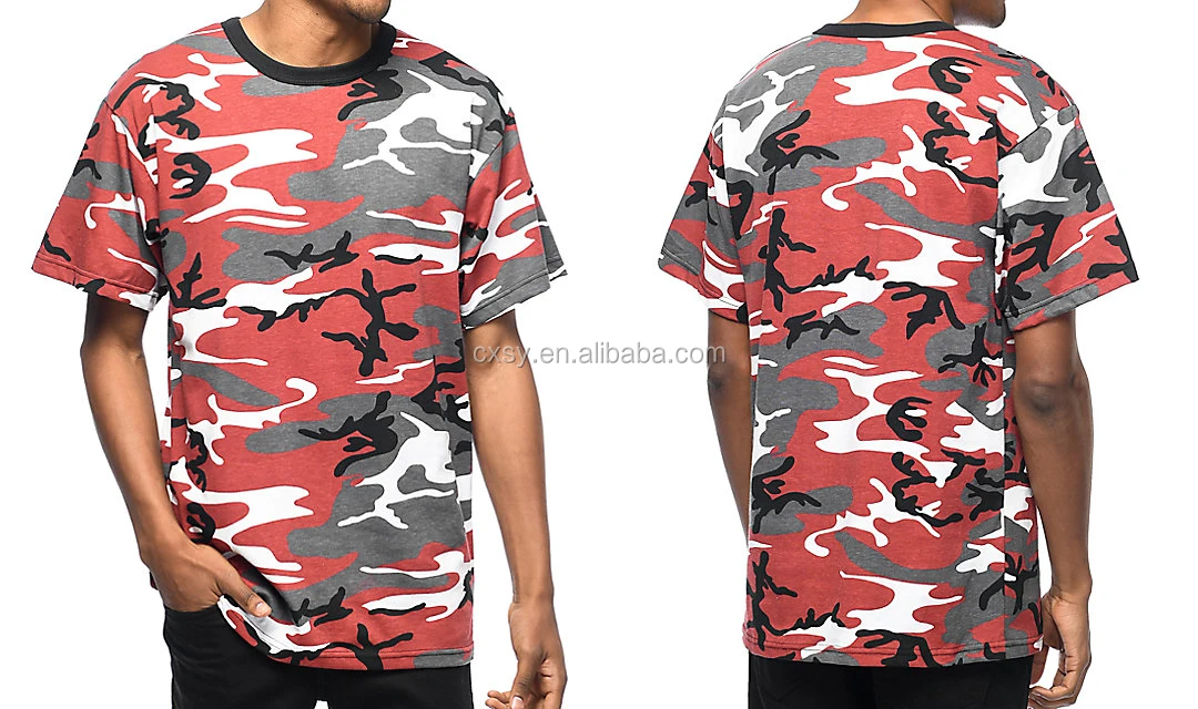 RED Camo CAMOUFLAGE T-SHIRT Short Sleeves poly//cotton Size Medium