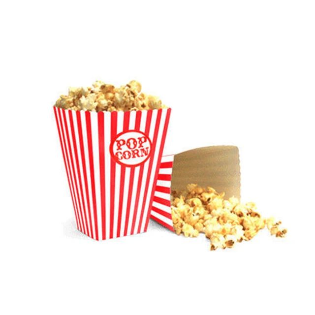 300gsm Cardboard Square Popcorn Bucket Paper Pop Corn Holder / Bowl ...