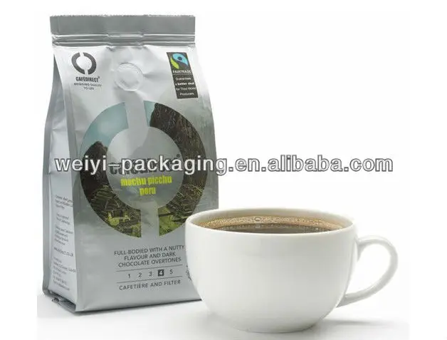 customized plastic aluminum foil coffee bags/ coffee bag with valve/ Coffee packaging bags 250g 500g 1000g 1kg