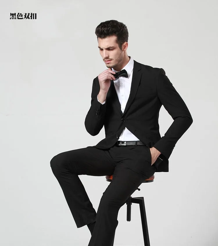 2016 Korea Style Men S One Two On Black Solid Suits Man Slim Fit 2016 Korea Style Men S One Two On Black Solid Suits Man Slim Fit Formal