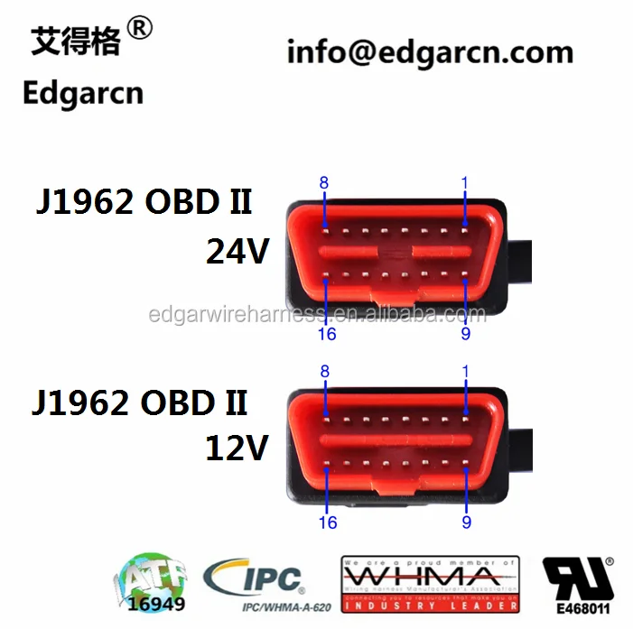 J1962ワイヤーハーネス用16ピンobdコネクタ - Buy J1962 Obd、 16pin Obd、j1962 Obd2 Product on  Alibaba.com