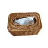 Popular design exquisite hand craft desktop creative basket customized plastic rattan woven mini tissue box