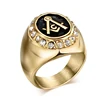 2017 Pop Jewelry Wholesale Men's Spikes Zircon Stone Stainless Steel Gold Ring Designs For Boys