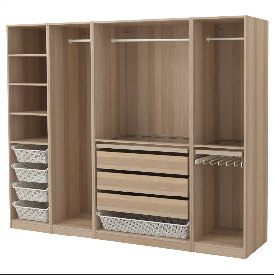 Modern Wooden Bedroom Closet Open Style Storage Closet Drawer