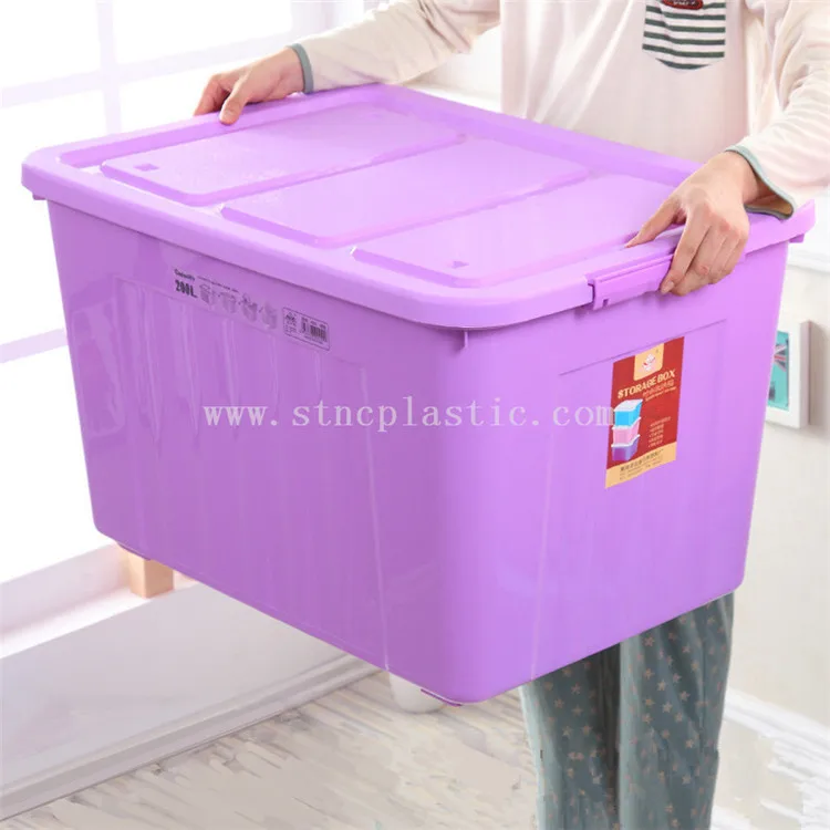 138 Litre Extra Large Huge Strong Plastic Storage Boxes Wheels Clip