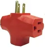 Orange Heavy Duty Triangle Tap Grounded 3-Outlet Adapter