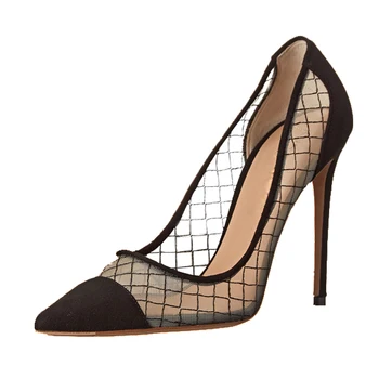 black lace mesh heels
