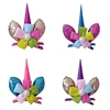 Popular 2.5 Inch Unicorn Clip Little Pony Rainbow Spangle Flash Hair Bow