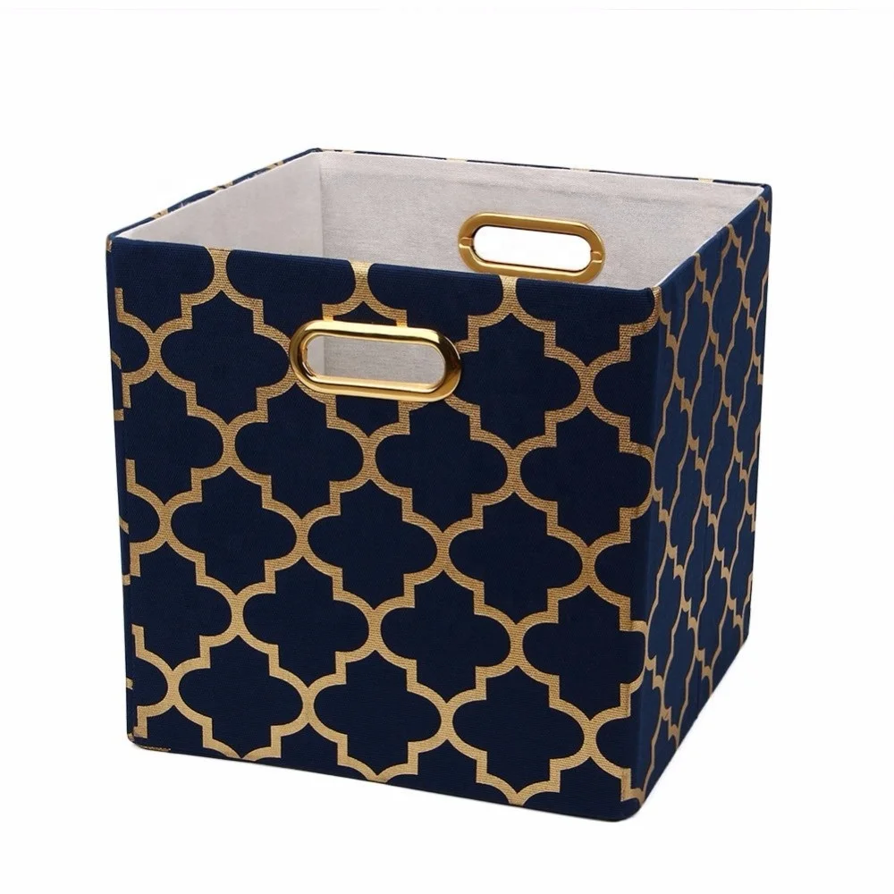 Hot In Amazon Canvas Foldable Cube Collapsible Toy Box Storage Bin