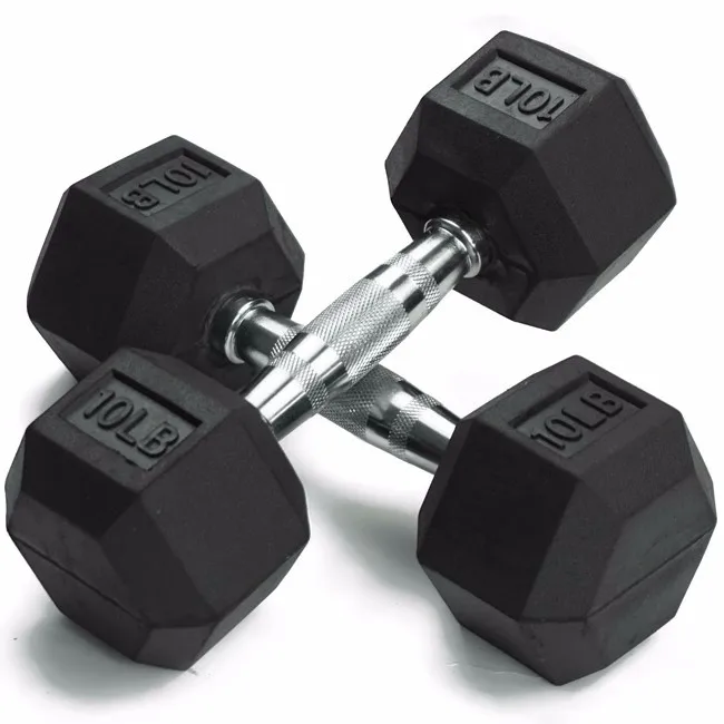 Multicolor Rubber Coated Hex Dumbbell 