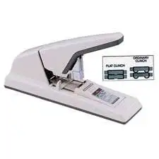 Max USA Corp Products - Stapler, Flat Clinch Heavy-Duty, 75 Sh Cap, 3-1/4"x12"x7", Gray - Sold as 1 EA - Heavy-duty Flat Clinch Stapler staples two to 75 sheets. Papers stack neat and flat. Offers ultra light touch closing action, one-touch quick loading mechanism, fashionable high-impact plastic
