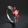 Classic 18K White Gold Ring Ruby Engagement Wedding Ring Ring Jewelry