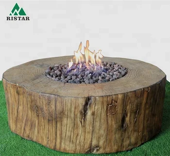 Garden Round Propane Gas Fire Pits With Wood Texture Body Buy