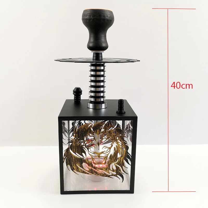 Lion Hookah Acrylic Box Shisha Smoking Device Rgb Led Light Hookahs
