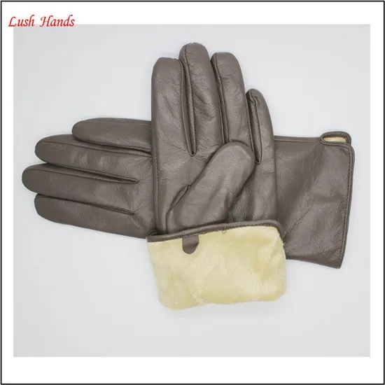 2016 ladies fashion simple warm winter dress leather gloves grey