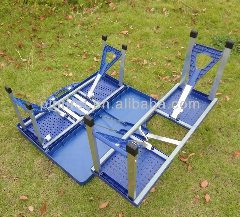 Outdoor Portable Folding Camping Picnic Table With 4 Chairs Blue