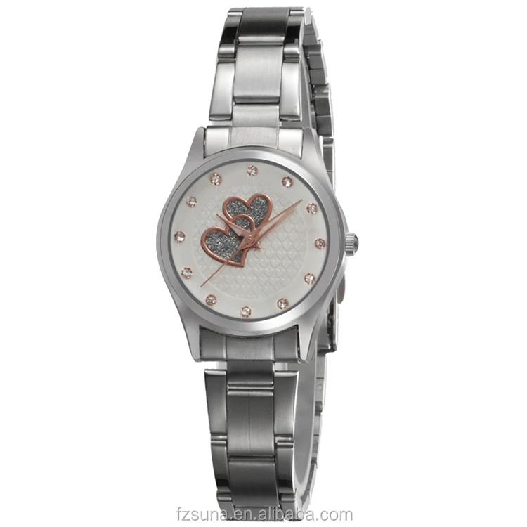 Low Price Hand Watches For Girls Stainless Steel Love Face Watch Skone