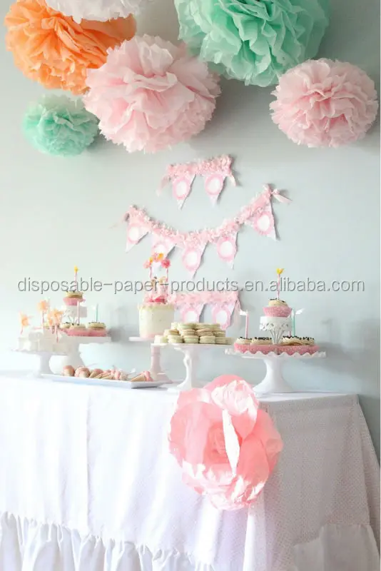 Tissue Paper Pom Poms Decoration Ideas Backdrop Baby Girl Shower