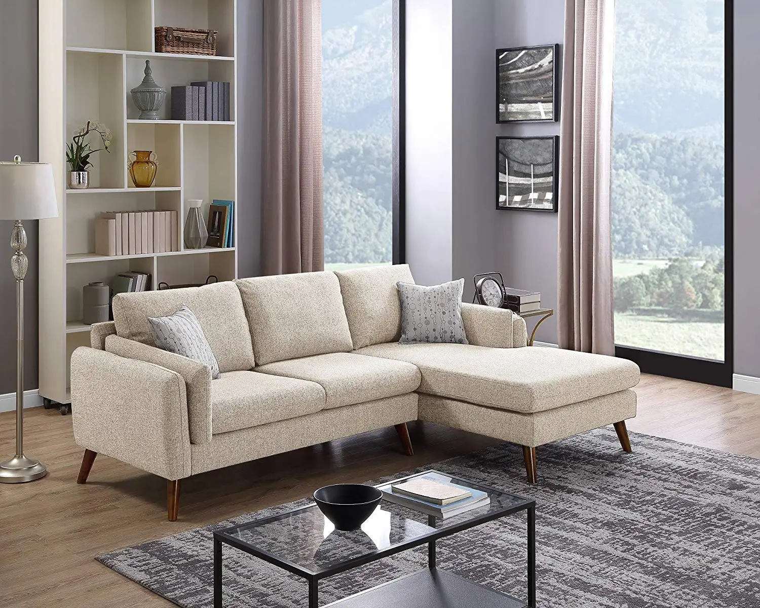 Lounge Sofa Modern Find Deals On Line At Get Quotations Dallas Beige Mid Century Modern Sectional Sofa With Chaise Lounge In Color Fabric