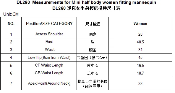 Half Body Mini Garment Tailors Dressmaker Women Fitting Dummy