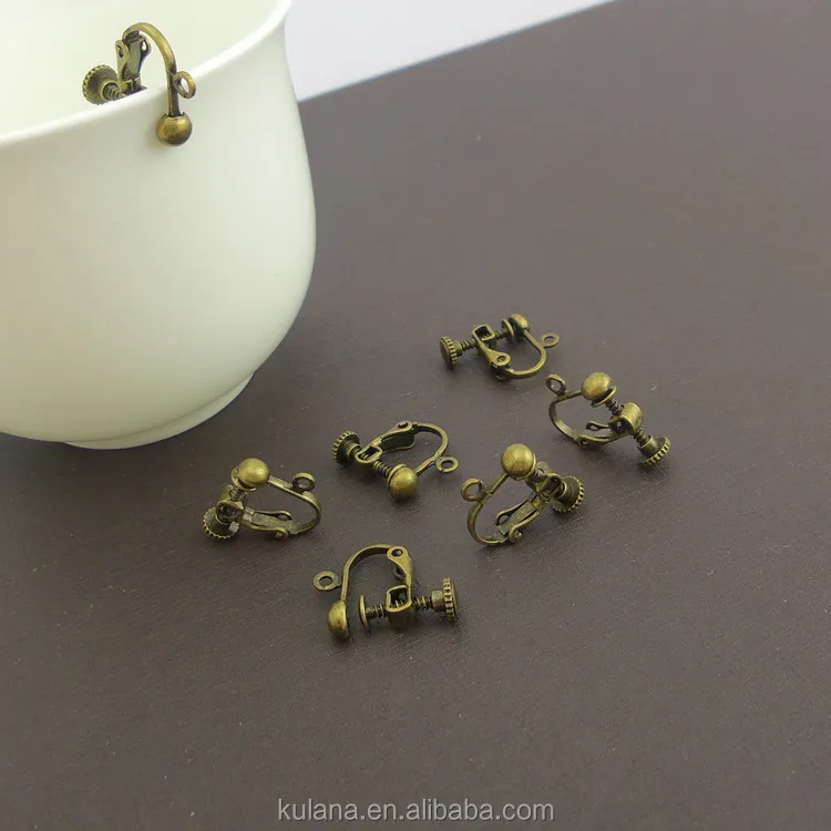 Antique Bronze Unpierced Screw Back Earring Clip On Earring With Screw