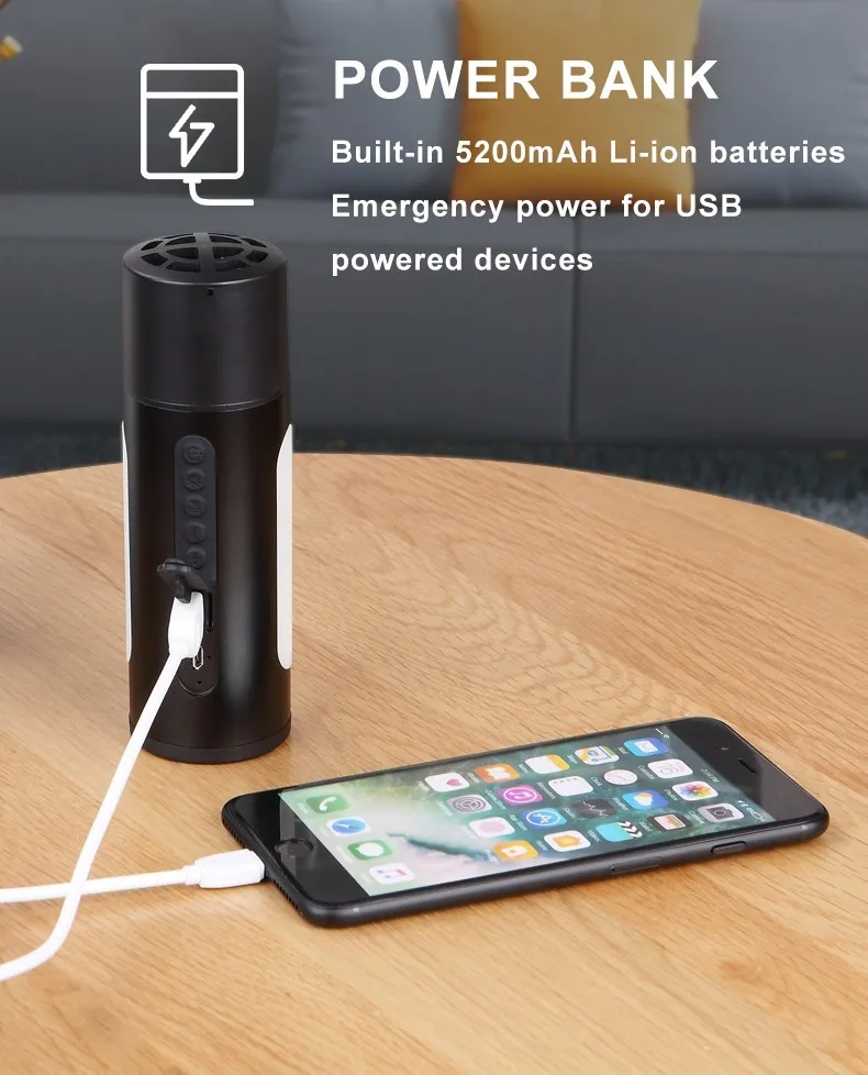 4400/5200mah battery 5w speaker home theater with bicycle torch powerbank function - ANKUX.COM