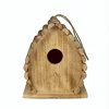 Handcrafted FSC Certified Wood and Bamboo Outdoor Treated Dew Drop Hanging Bird House Habitat fire burned surface