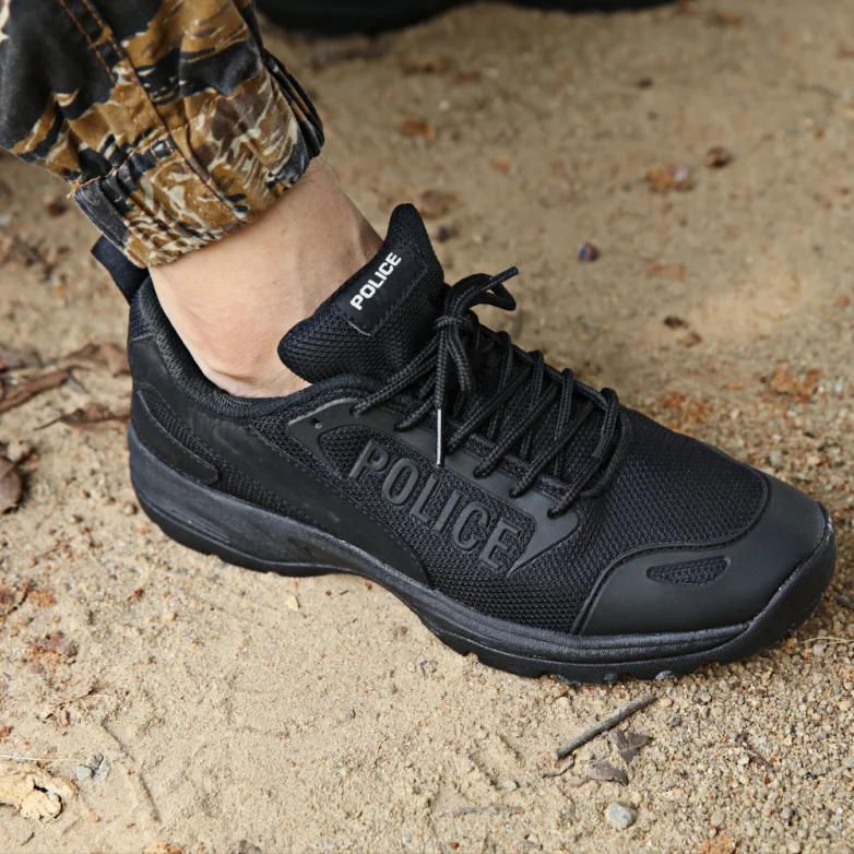 Black Police Running Shoes And Light Weight Outdoor Training Shoes And