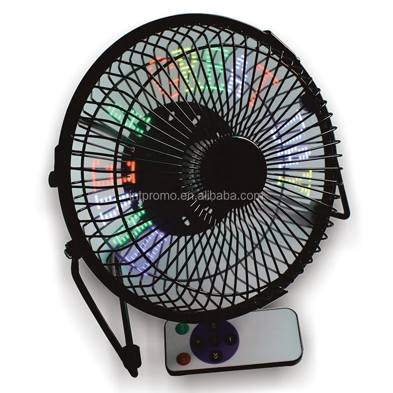 6" Metal Structure Desktop Programmable Usb Led Message Fan With