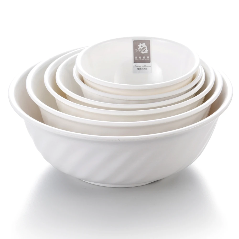 Multiple Usage White Plastic Melamine Wavy Bowl Suitable For Soup Rice