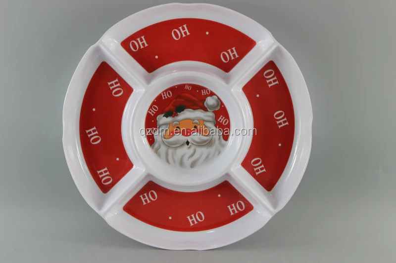 Melamine Five Divide plate ,Christmas Dishes , Xmas Plate
