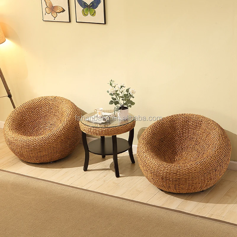 2 Seater Newest Round Coffe Table And Rattan Chair Furniture Set