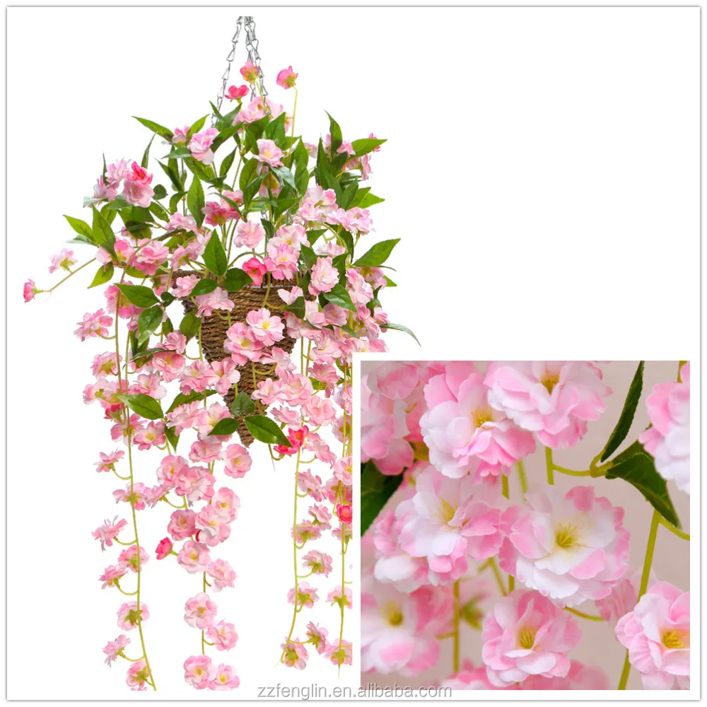 Lembut Sentuh Sutra Bunga Sakura Bunga Grosir Menggantung Buatan