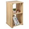 26-Inch Natural Wood Crate Design 2-Bin Storage Cubby, Decorative End Table