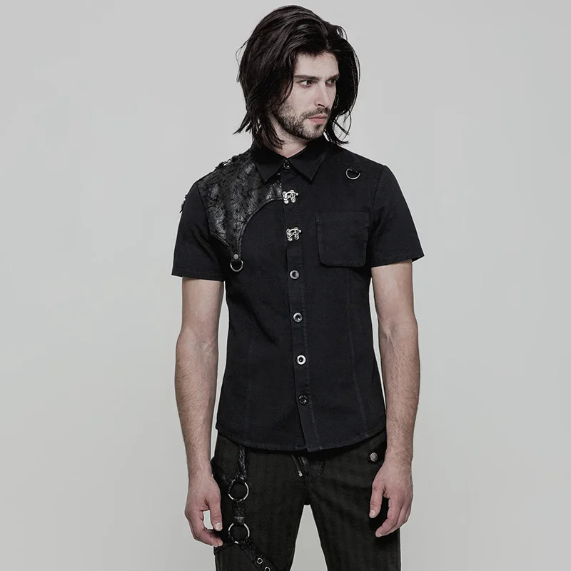 men's shirt with leather shoulders