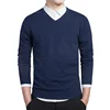 Spring Autumn Thin Formal Knitted Basic V Neck Sweater Men