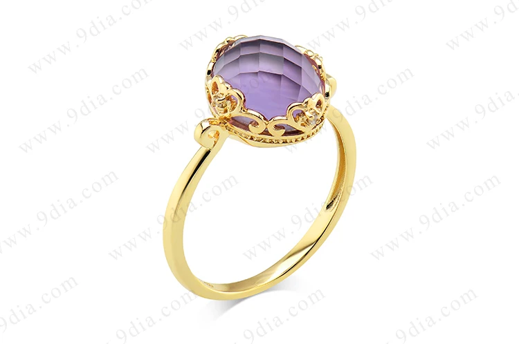 New Product Natural Amethyst 14K Light Weight Solid Rose Gold Ring