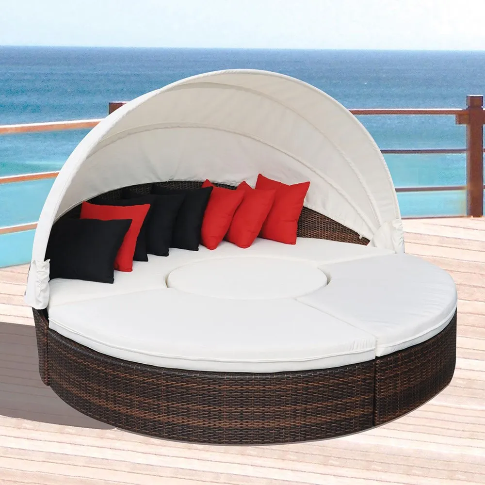 Hot Sale Modern Outdoor Sunbed Lounge Furniture Garden Round Daybed Bed ...