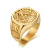 2016 new product, golden stainless steel masonic rings, European and American fashion jewelry wholesale YSS554